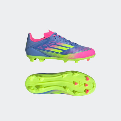 adidas F50 League Firm Multi Ground Boots Junior Blue Fusion Lucid Lemon Lucid Pink