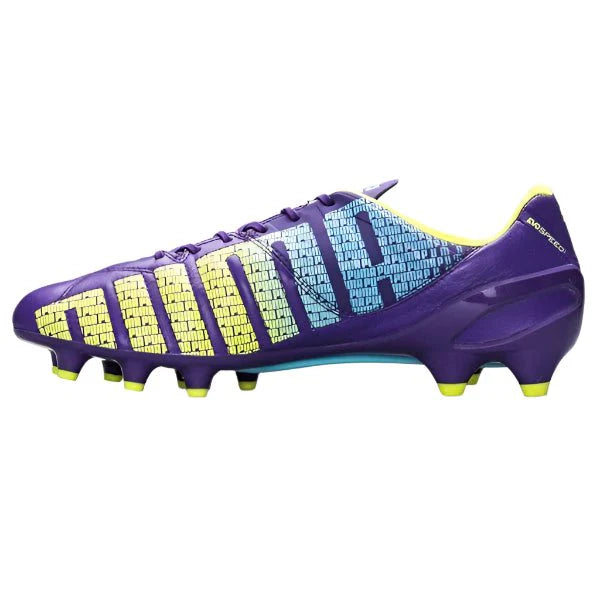PUMA evoSPEED 13 Leather FG Firm Ground Soccer Cleats Purple Yellow