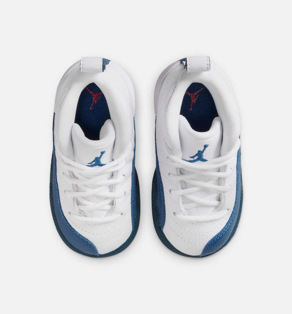 Air Jordan 12 Retro French Blue Infant Toddler Lifestyle Shoe White French Blue Metallic Silver Varsity Red