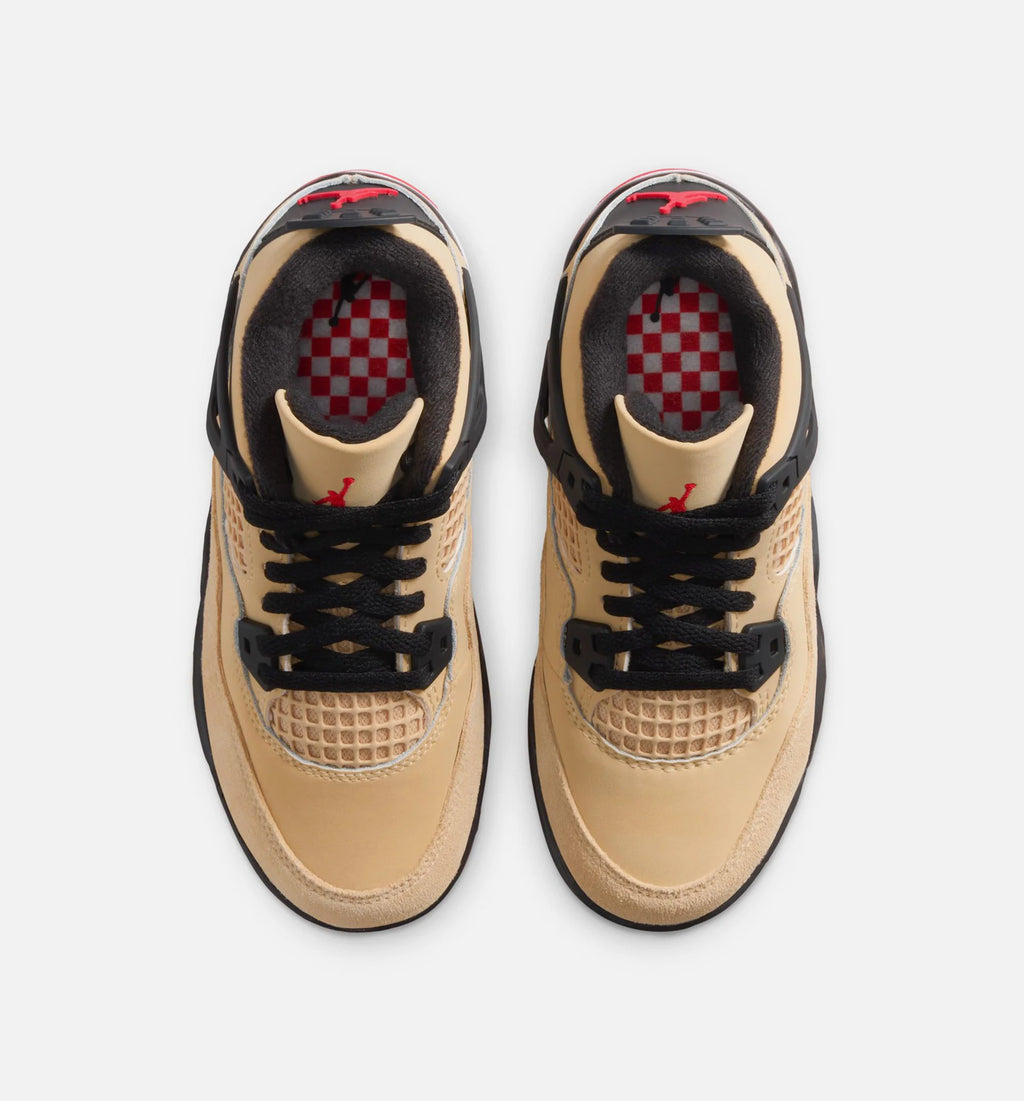 Air Jordan 4 Retro Preschool Lifestyle Shoe Sesame Fire Red Black White