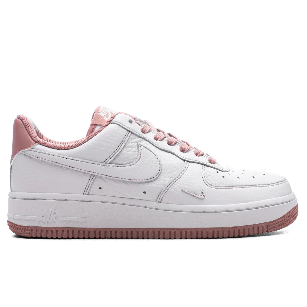 Womens Air Force 1 07 Mini Jewel White Particle Pink Metallic Silver