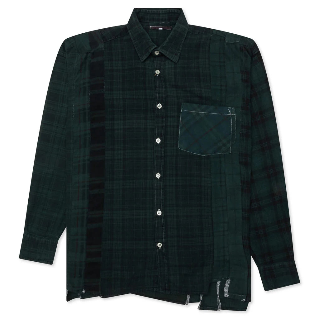 Flannel Shirt 7 Cuts Shirt Over Dye Green