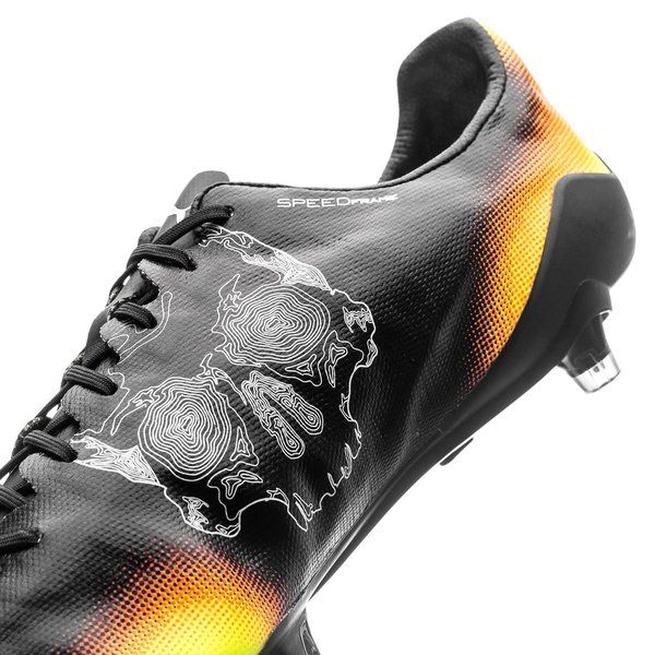 PUMA Evospeed SL II Graphic FG Firm Ground Soccer Cleats Black White Safety Yellow Orange