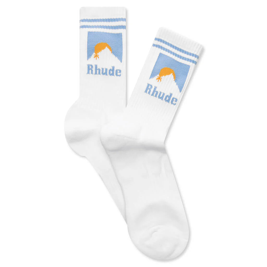 Striped Moonlight Sock White Blue Yellow