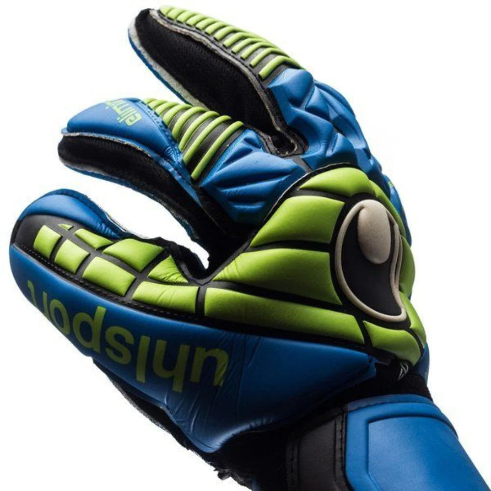 Uhlsport Eliminator Supersoft Goalkeeper Gloves Black Blue Power Green