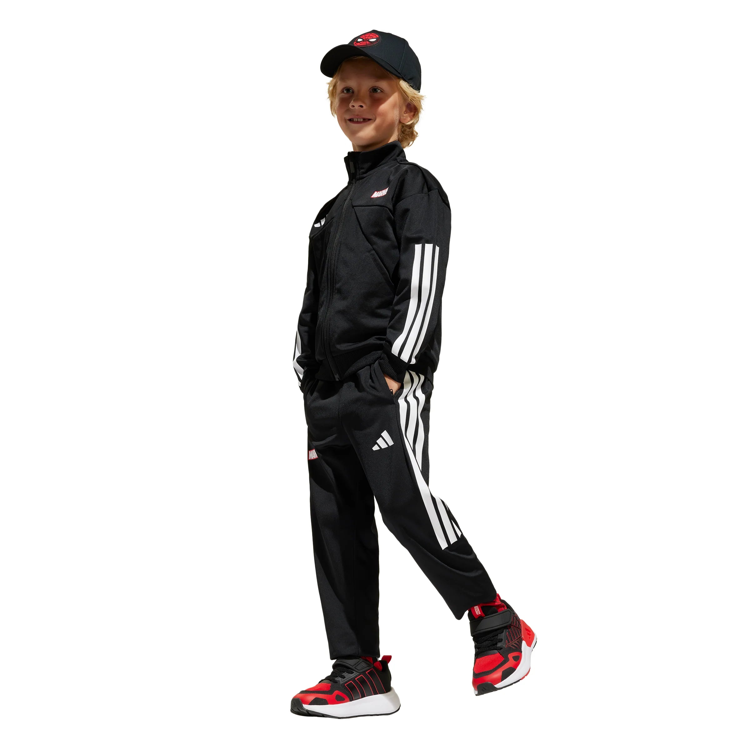 adidas Marvel Spider Man Youth Tiro Suit Black White
