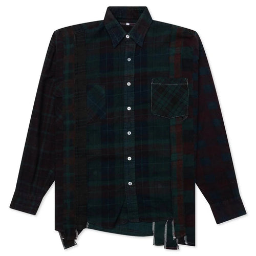 Flannel Shirt 7 Cuts Shirt Over Dye Green