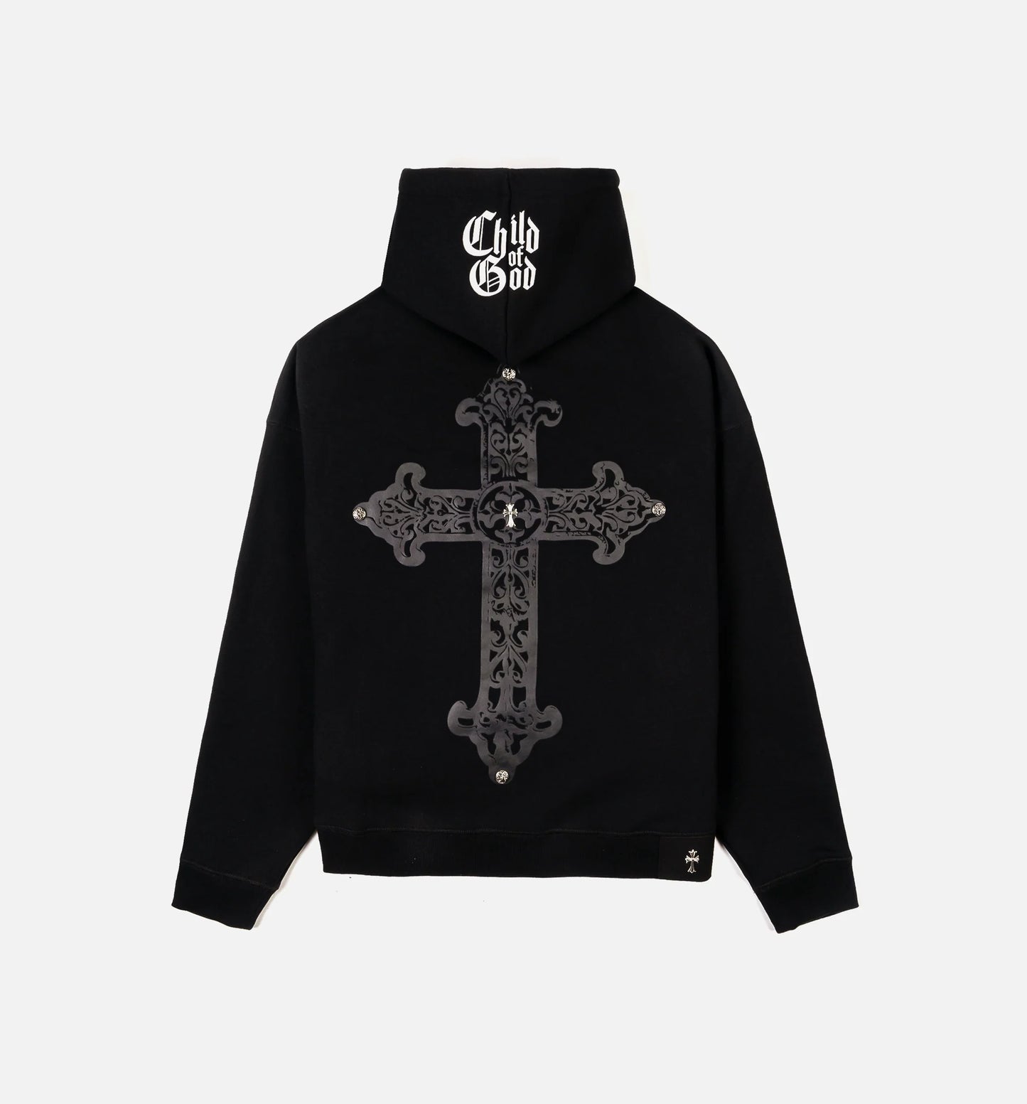 Biblical All Over Print Washed Mens Hoodie Black White
