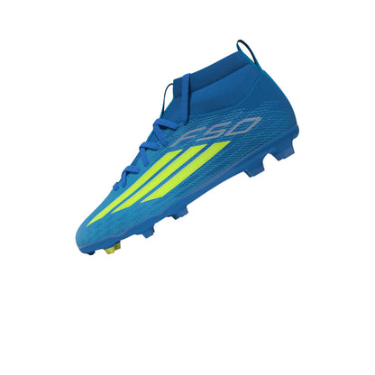 adidas F50 League Mid Cut FG MG Firm Ground Multi Ground Youth Soccer Cleats Blue Yellow Aqua