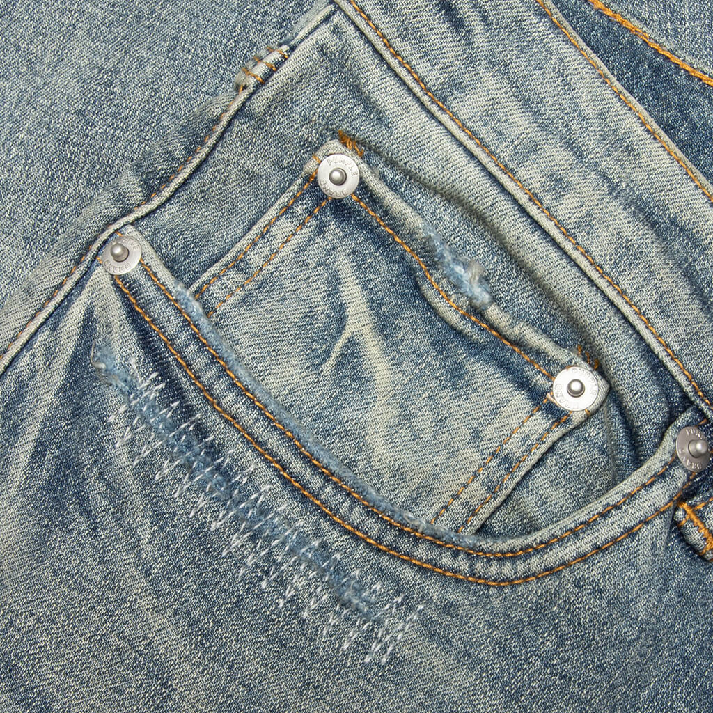 P001 Vintage Repair Denim Pants Light Indigo