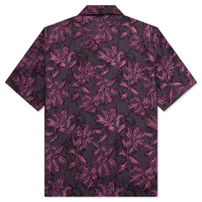 Flower Cut Cabana Shirt Charcoal