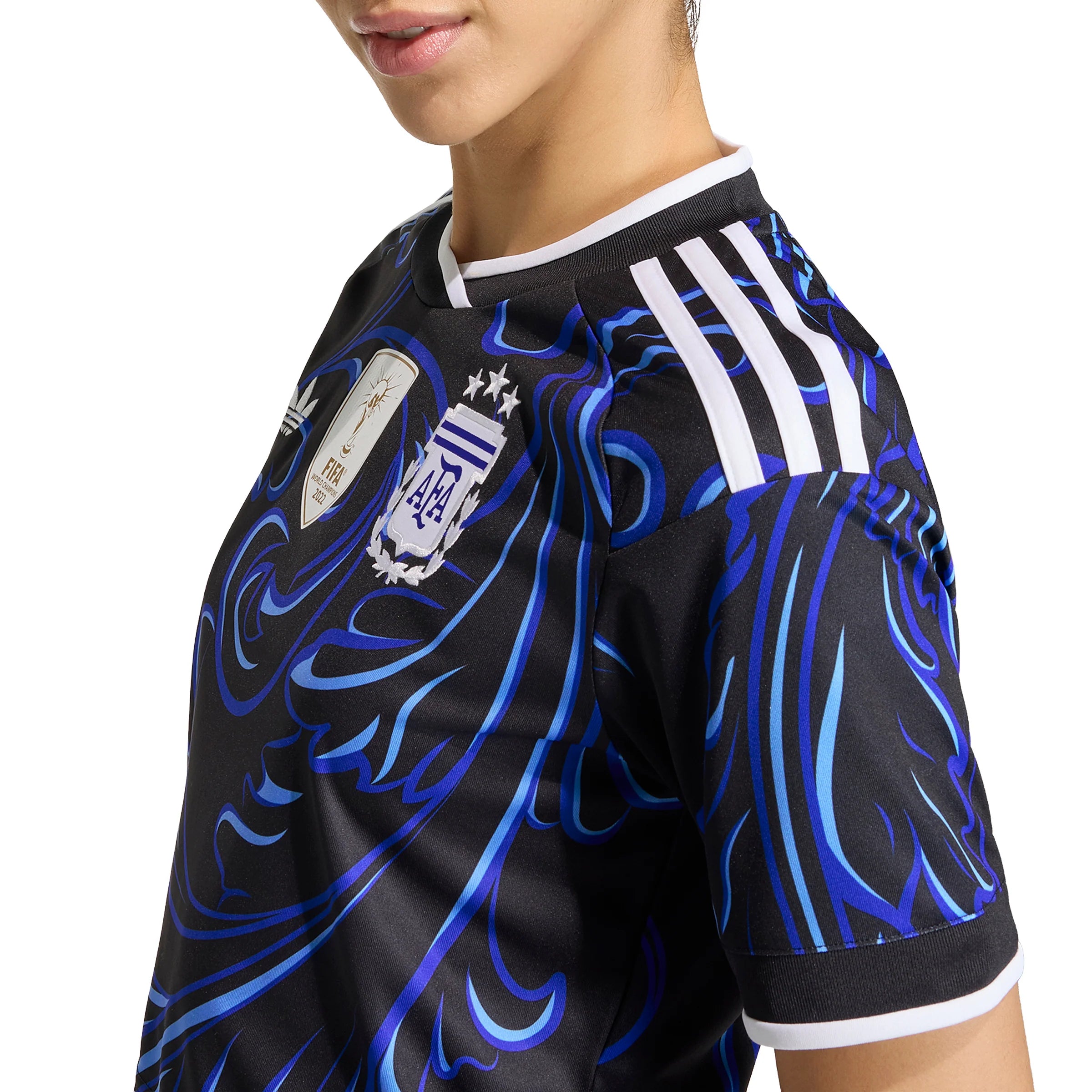 adidas Argentina Away Cropped Womens Soccer Jersey 2026 Black Blue