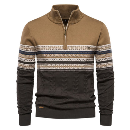 Mens Half Zip Stand Collar Polo Sweater