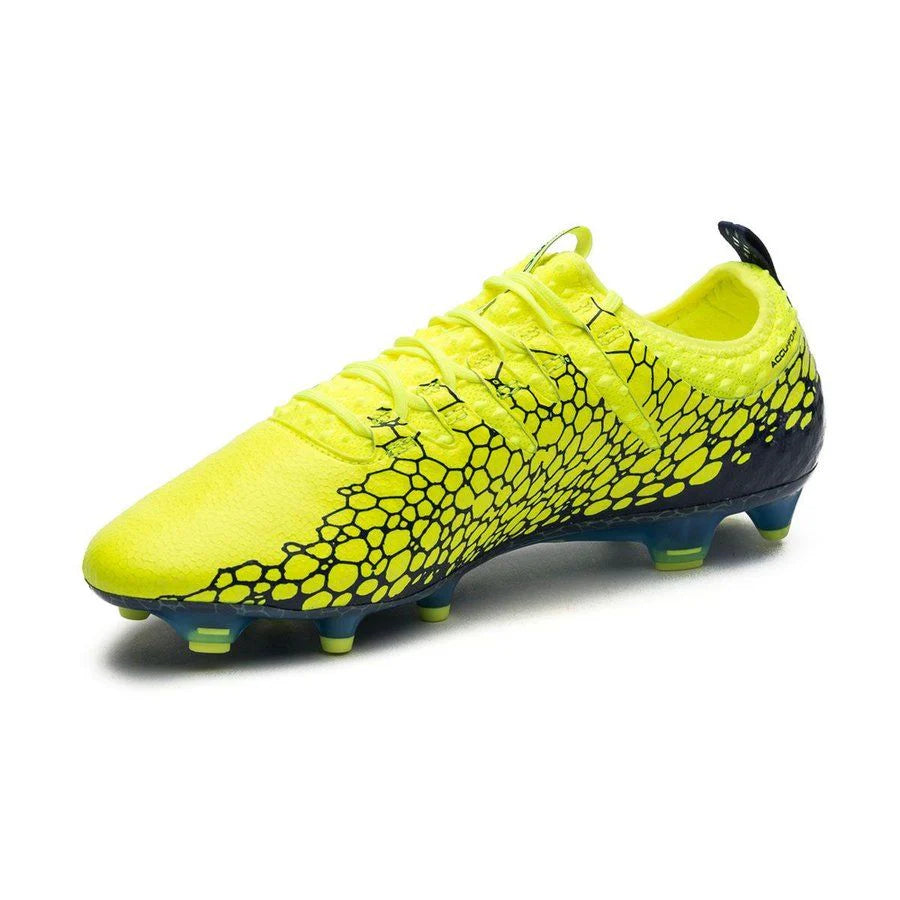 PUMA Evopower Vigor 1 Graphic FG Firm Ground Soccer Cleats Safety Yellow Silver