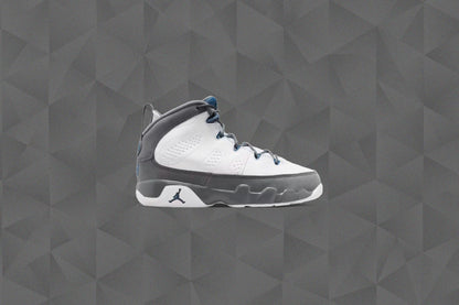 Air Jordan 9 Retro Flint Grey PS White French Blue Flint Grey