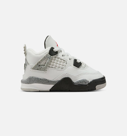 Air Jordan 4 Retro White Cement Infant Toddler Lifestyle Shoe Summit White Fire Red Cement Grey Black