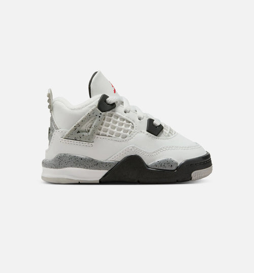 Air Jordan 4 Retro White Cement Infant Toddler Lifestyle Shoe Summit White Fire Red Cement Grey Black